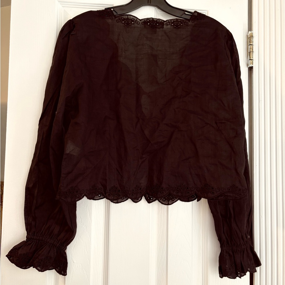 NWT J. Crew Women's Black Lace Trim Top - Picture 6 of 7